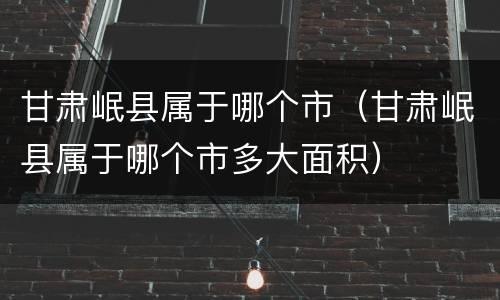 甘肃岷县属于哪个市（甘肃岷县属于哪个市多大面积）