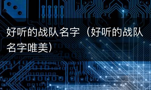 好听的战队名字（好听的战队名字唯美）