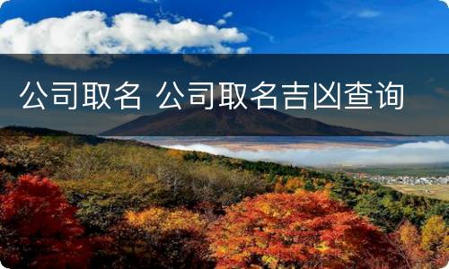 公司取名 公司取名吉凶查询