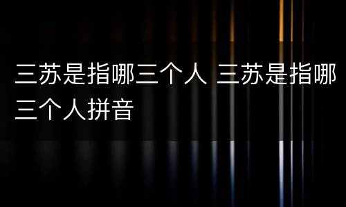 三苏是指哪三个人 三苏是指哪三个人拼音