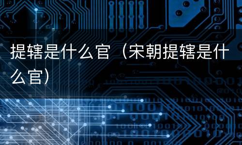 提辖是什么官（宋朝提辖是什么官）