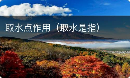取水点作用（取水是指）