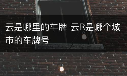 云是哪里的车牌 云R是哪个城市的车牌号
