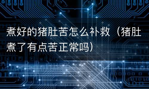 煮好的猪肚苦怎么补救（猪肚煮了有点苦正常吗）