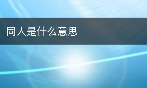 同人是什么意思