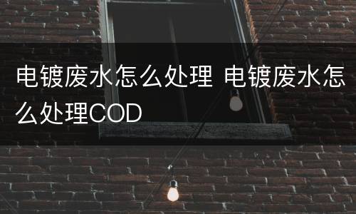 电镀废水怎么处理 电镀废水怎么处理COD