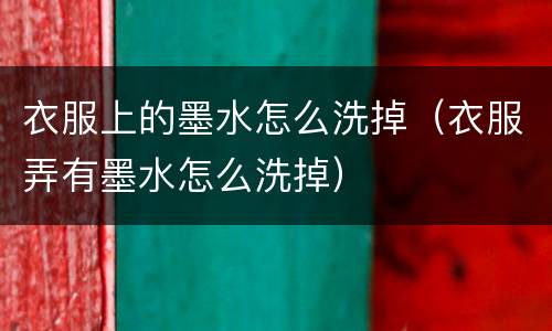 衣服上的墨水怎么洗掉（衣服弄有墨水怎么洗掉）