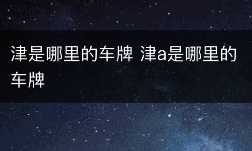 津是哪里的车牌 津a是哪里的车牌