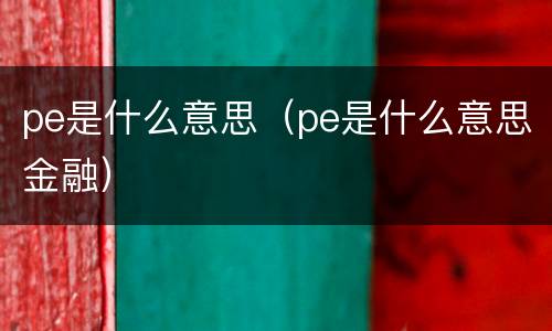 pe是什么意思（pe是什么意思金融）