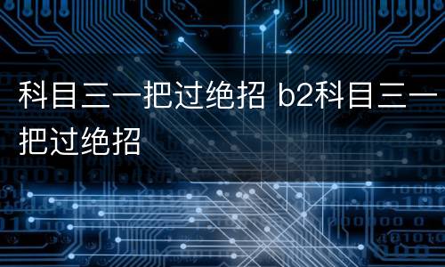 科目三一把过绝招 b2科目三一把过绝招