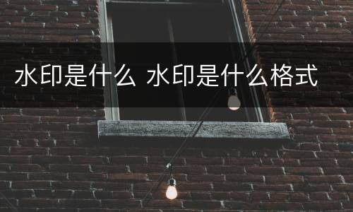 水印是什么 水印是什么格式