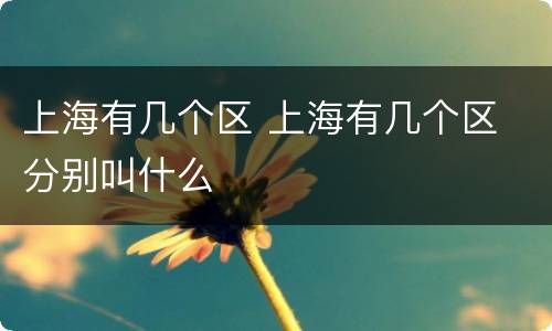 上海有几个区 上海有几个区 分别叫什么