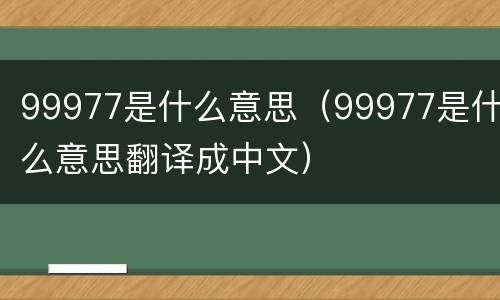 99977是什么意思（99977是什么意思翻译成中文）