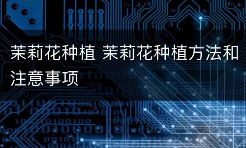 茉莉花种植 茉莉花种植方法和注意事项