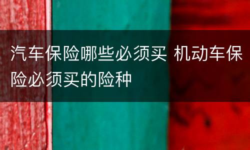 汽车保险哪些必须买 机动车保险必须买的险种