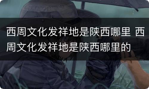 西周文化发祥地是陕西哪里 西周文化发祥地是陕西哪里的