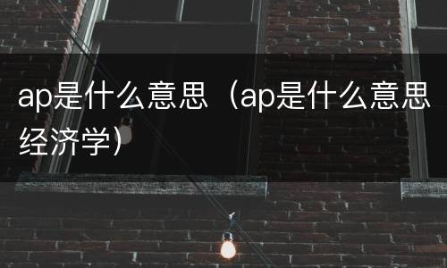 ap是什么意思（ap是什么意思经济学）