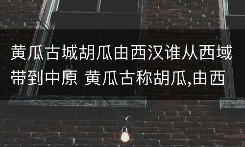 黄瓜古城胡瓜由西汉谁从西域带到中原 黄瓜古称胡瓜,由西汉谁从西域带到中原