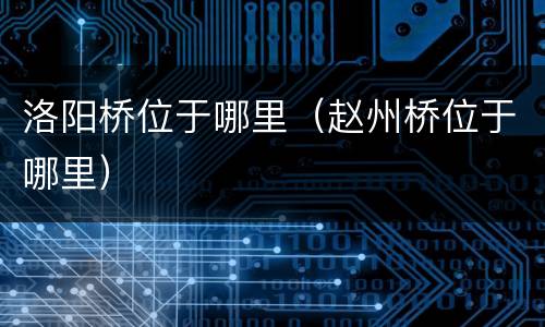 洛阳桥位于哪里（赵州桥位于哪里）