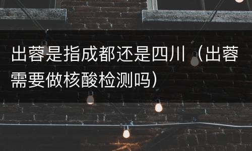 出蓉是指成都还是四川（出蓉需要做核酸检测吗）