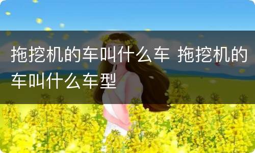 拖挖机的车叫什么车 拖挖机的车叫什么车型