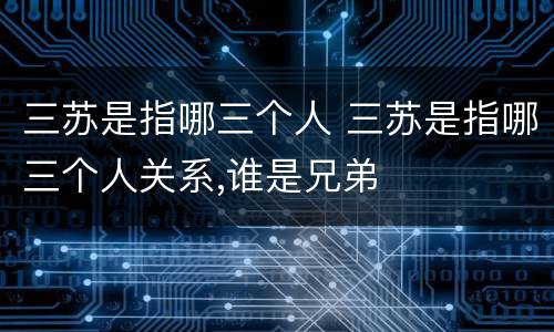 三苏是指哪三个人 三苏是指哪三个人关系,谁是兄弟