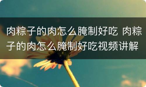 肉粽子的肉怎么腌制好吃 肉粽子的肉怎么腌制好吃视频讲解