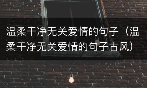 温柔干净无关爱情的句子（温柔干净无关爱情的句子古风）