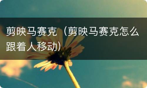 剪映马赛克（剪映马赛克怎么跟着人移动）