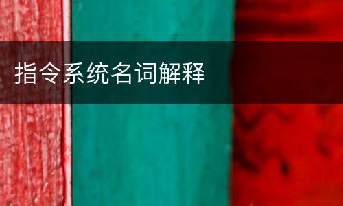 指令系统名词解释