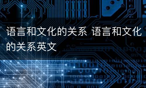 语言和文化的关系 语言和文化的关系英文