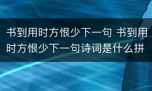 书到用时方恨少下一句 书到用时方恨少下一句诗词是什么拼音
