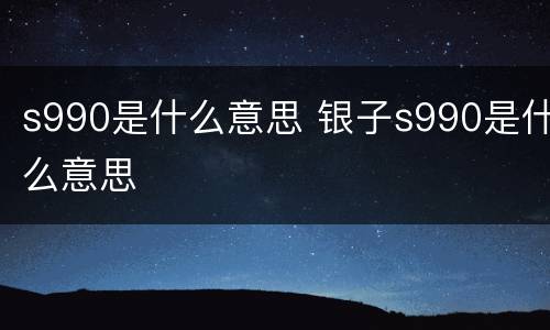 s990是什么意思 银子s990是什么意思