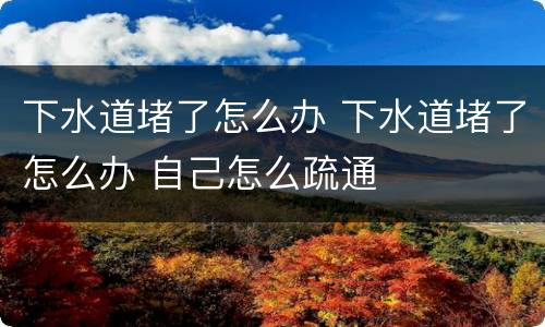 下水道堵了怎么办 下水道堵了怎么办 自己怎么疏通