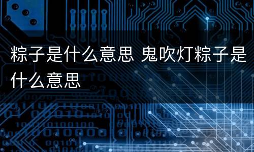 粽子是什么意思 鬼吹灯粽子是什么意思