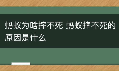 蚂蚁为啥摔不死 蚂蚁摔不死的原因是什么