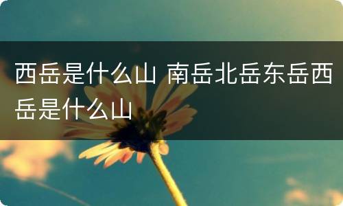 西岳是什么山 南岳北岳东岳西岳是什么山