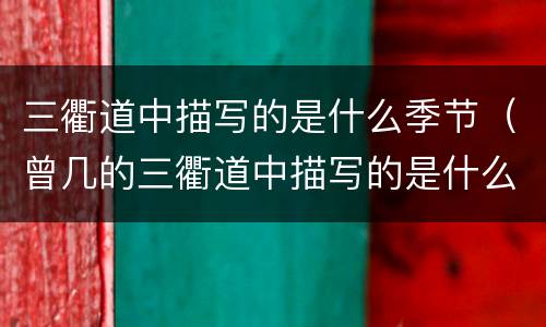 三衢道中描写的是什么季节(曾几的三衢道中描写的是什么季节)