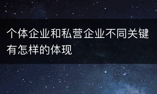 个体企业和私营企业不同关键有怎样的体现