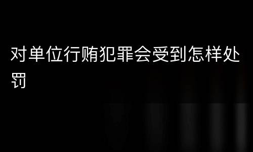 对单位行贿犯罪会受到怎样处罚