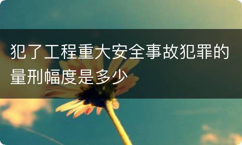 犯了工程重大安全事故犯罪的量刑幅度是多少