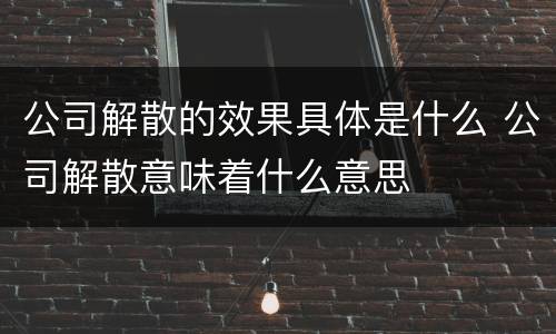 公司解散的效果具体是什么 公司解散意味着什么意思