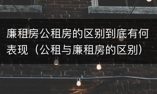 廉租房公租房的区别到底有何表现（公租与廉租房的区别）