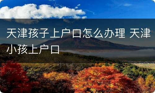 天津孩子上户口怎么办理 天津小孩上户口