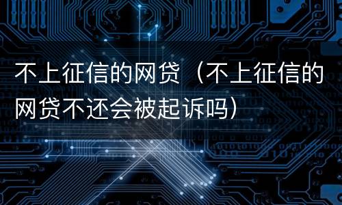 不上征信的网贷（不上征信的网贷不还会被起诉吗）