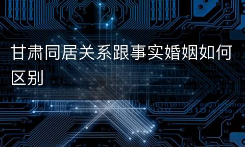 甘肃同居关系跟事实婚姻如何区别