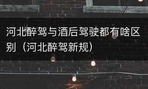 河北醉驾与酒后驾驶都有啥区别（河北醉驾新规）