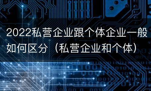 2022私营企业跟个体企业一般如何区分（私营企业和个体）