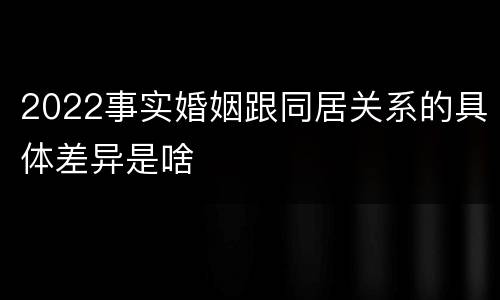 2022事实婚姻跟同居关系的具体差异是啥