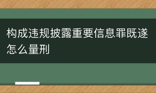 构成违规披露重要信息罪既遂怎么量刑